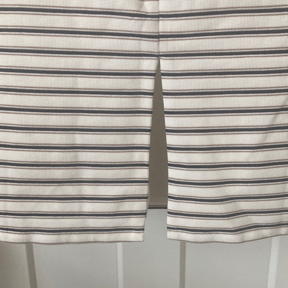 Navy and White Striped Sleeveless Midi Dress 👗,size-4P, lined, belted - Picture 5 of 12